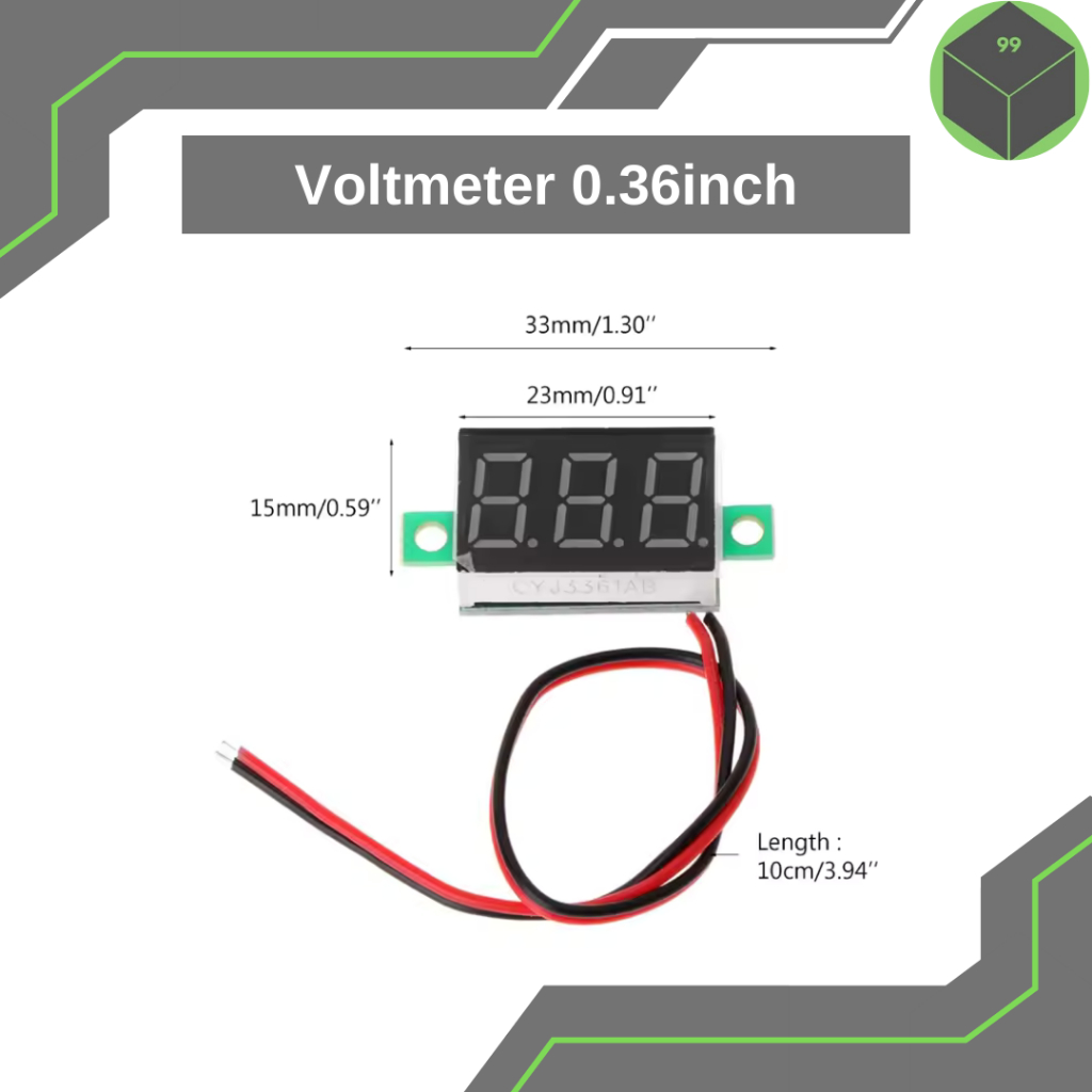 Voltmeter DC 4,5-30V 0.36 Inch Voltmeter mini 2 Kabel DC Voltmeter