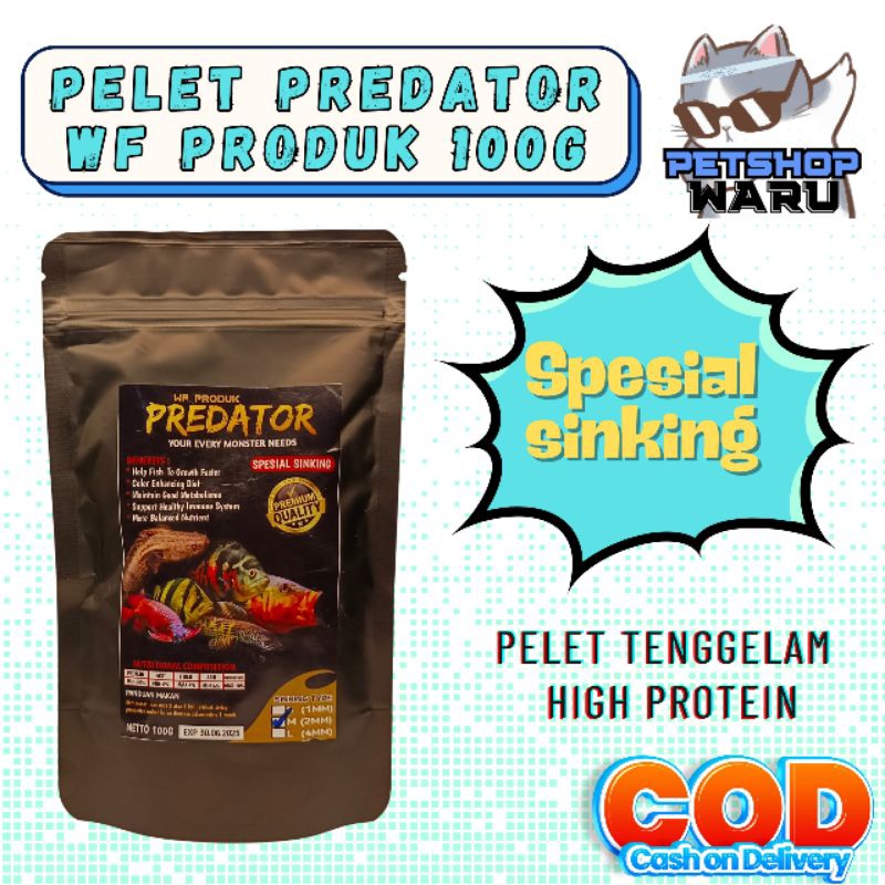 pelet ikan predator WF PRODUK pelet tenggelam 100g pelet premium 88