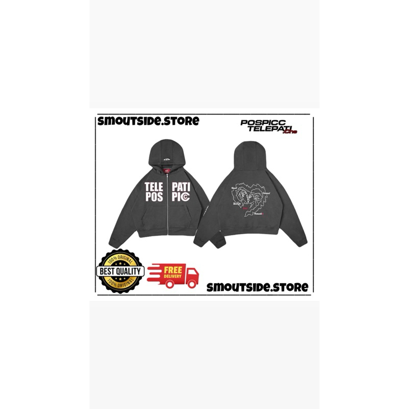 ZIP HOODIE CONNECTION DARK GREY SPECIAL COLLABORATION WITH POSPICC