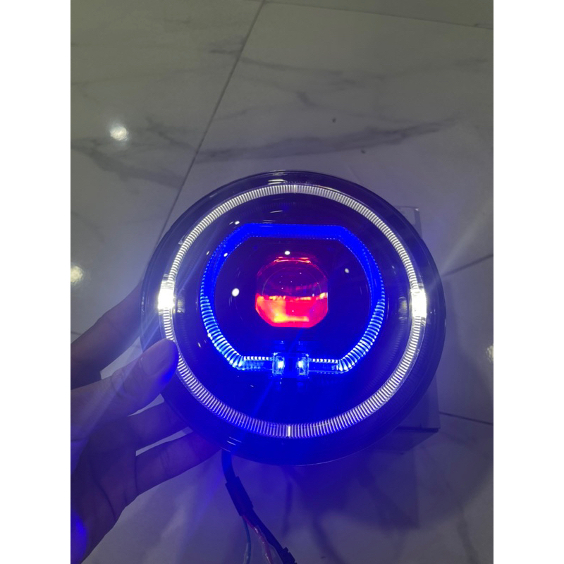 Lampu Depan Ninja SS Projector Bulat Led Harley 7 inch Jepp 4 LED High Low Bulat Universal Motor Mob