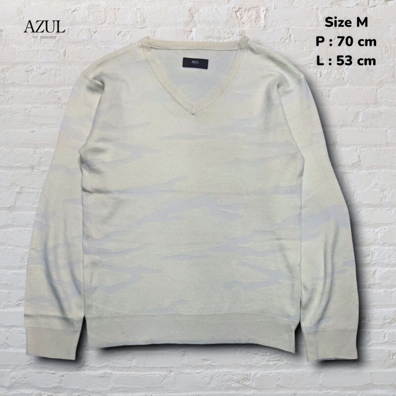 Sweater Knitwear Rajut Azul Shadow Camo White Original Second Preloved #RJA2