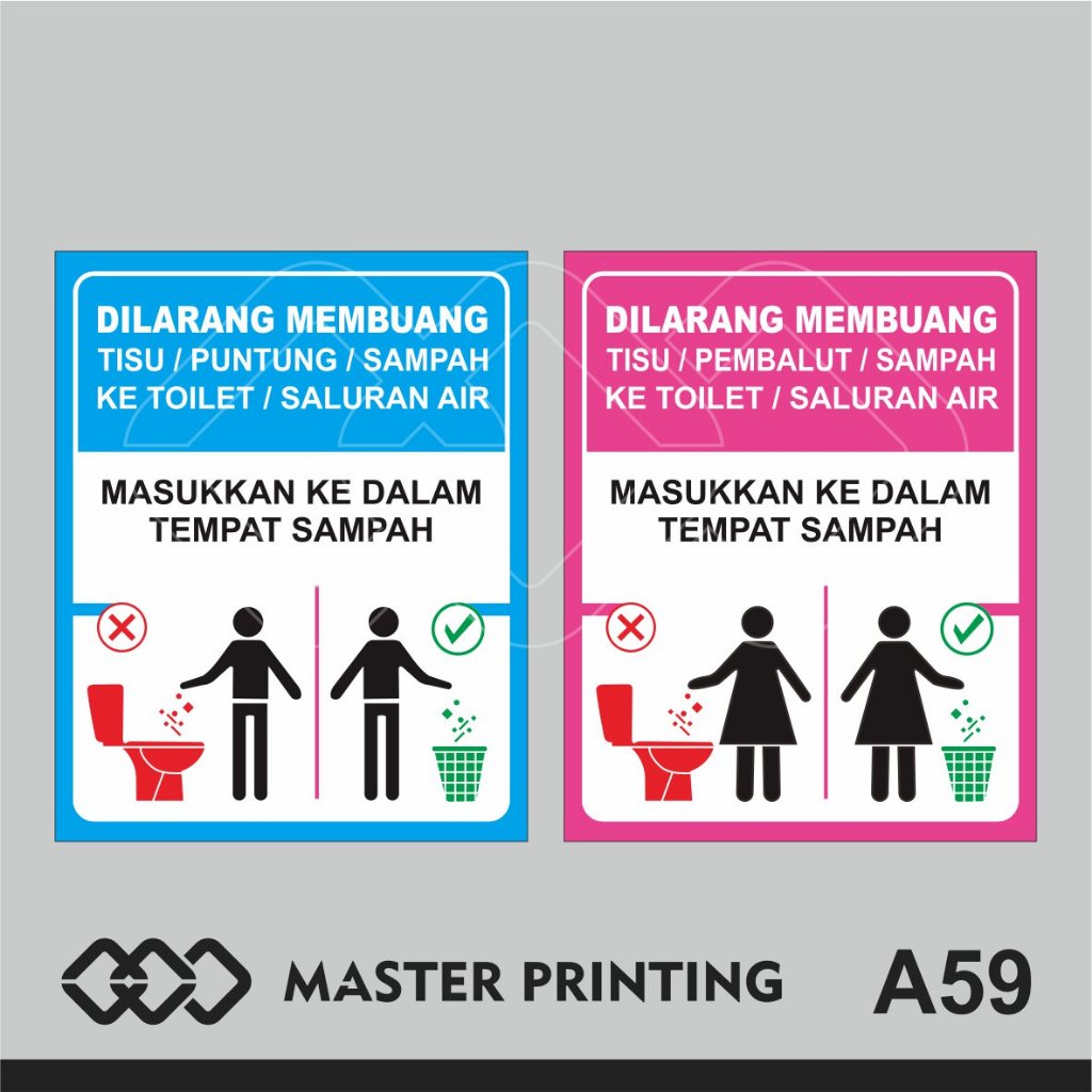 

A59 - Acrylic Sign, Stiker Dilarang Membuang Tisu, Pembalut, Rokok, Sampah ke Toilet, Bisa Custom