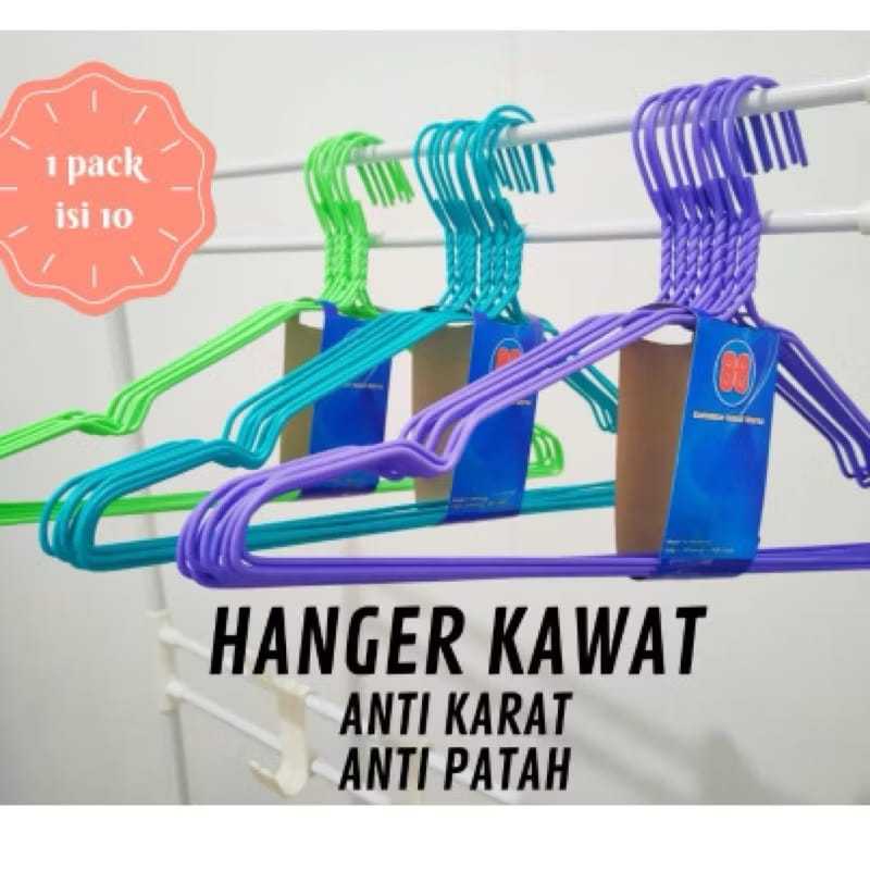 Hanger Kawat Warna Gantungan Baju Kawat Anti Slip dan anti karat Hanger Dewasa