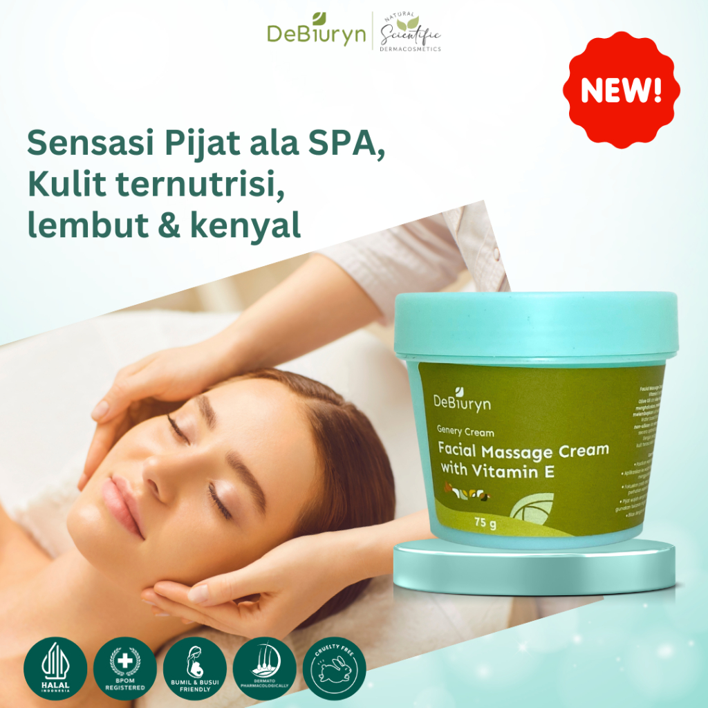 DeBiuryn Genery Facial Massage Cream Krim Pijat Wajah 75gr - Nutrisi Wajah Lembut Kenyal
