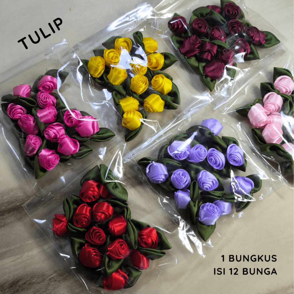 

Bunga Tulip Pita Satin Mini Aksesoris Hiasan Bunga Artificial