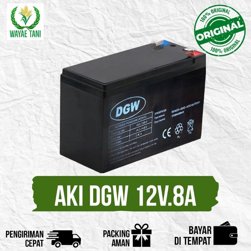 Aki kering Tangki Elektrik DGW 12V 8AH UPS Stabilizer Original Accu Baterai Electric Battery Sprayer
