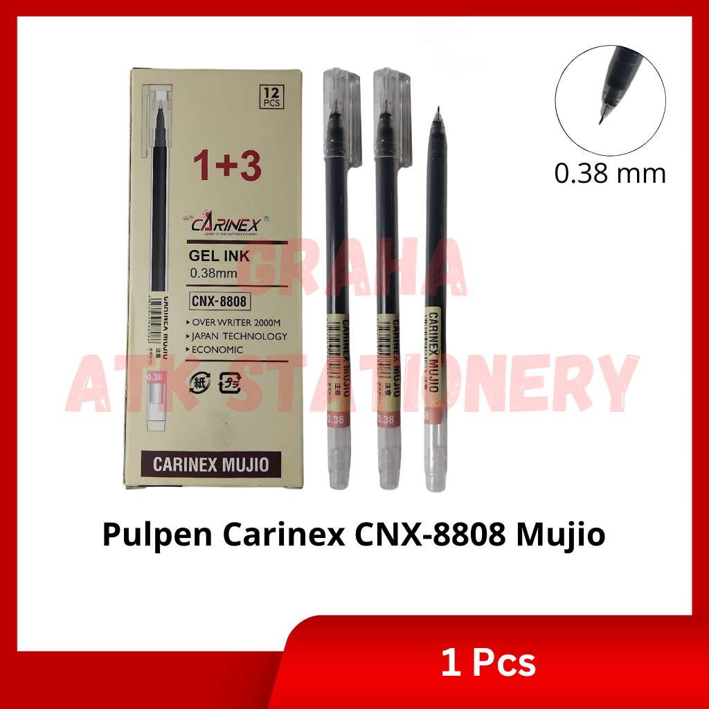 

[1 Kotak] Pulpen Carinex Mujio CNX-8808 / Gel Pen 0.38mm Carinex Mujio CNX-8808