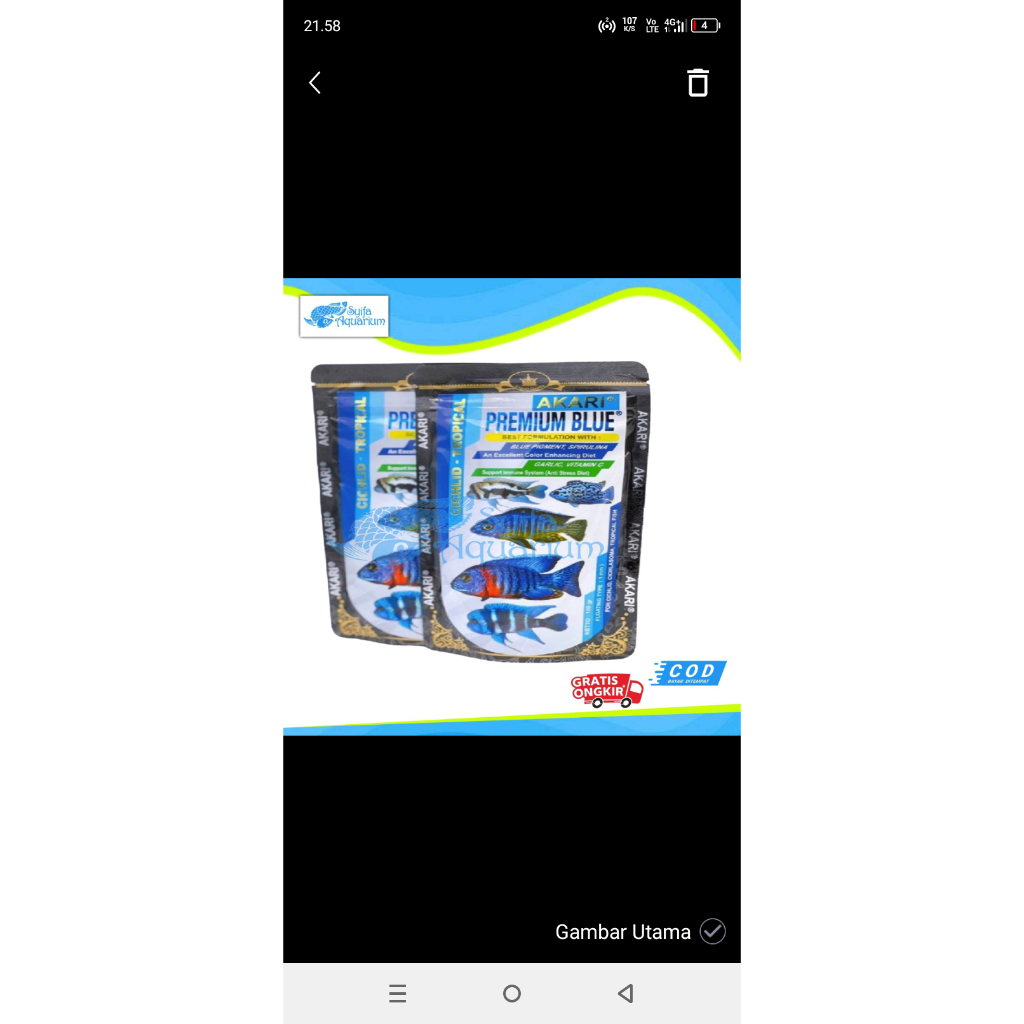 Akari Premium Blue Pelet Ikan Ciklid Makan Ikan Cichild Tropical Pakan lkan Hias 100Gram