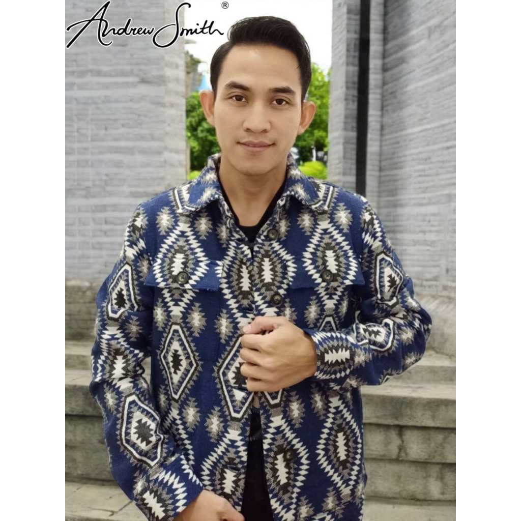 Jaket Batik Premium ANDREW SMITH Biru