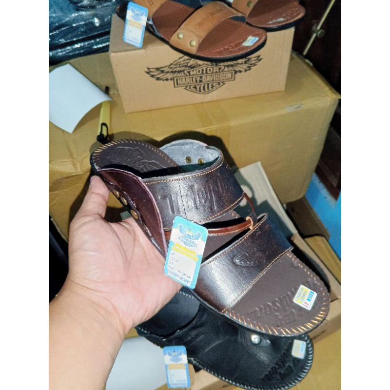 Sandal pria bahan kulit sapi asli model terbaru kwalitas bahan kulit sapi 100% asli