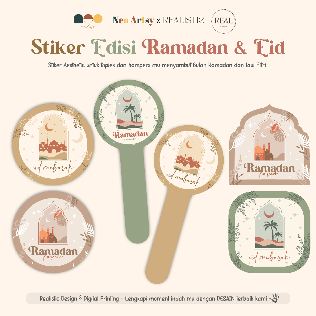 

Realistic - Stiker Ramadan Aesthetic - Stiker Bulat Spesial Idul Fitri - Segel Toples Makanan