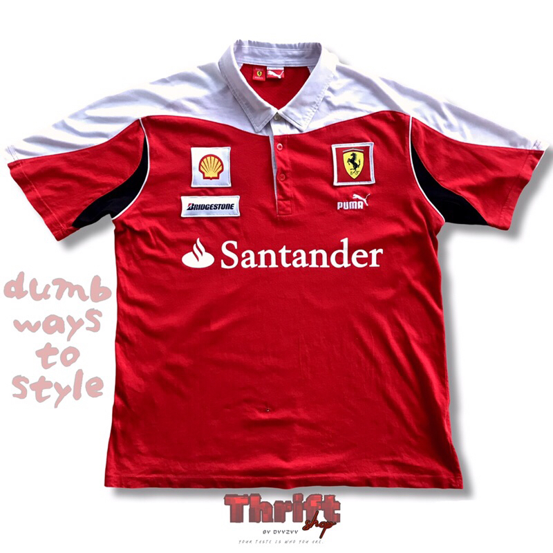 Original Puma Ferrari F1 Racing Polo Shirt Santander Sponsored jersey y2k ferari ferarri workshirt p