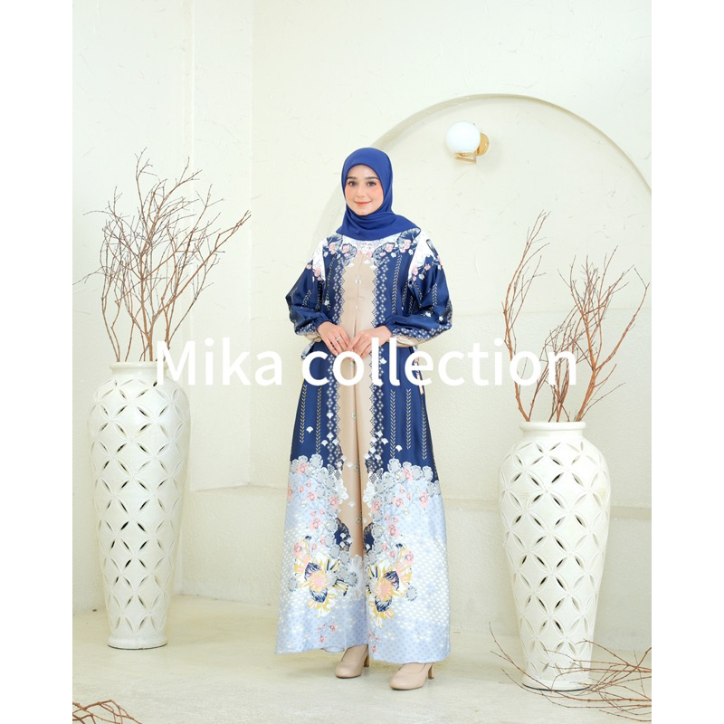 gamis silk motif bunga bahan silk jumbo busui