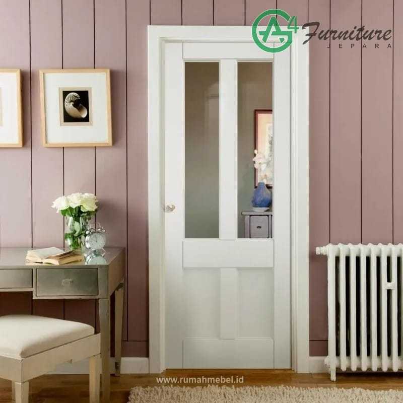 Pintu Rumah Panel Kaca Minimalis Duco Putih