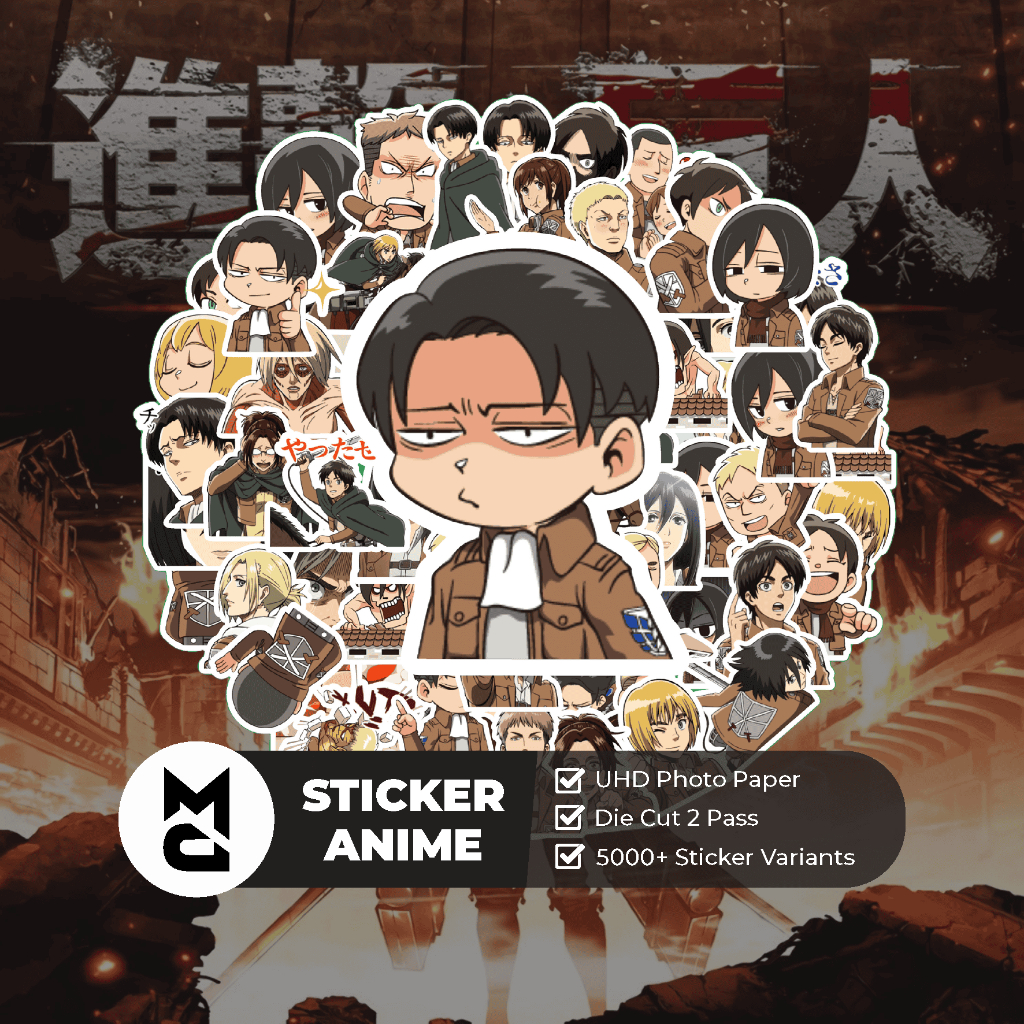 

Sticker Anime Attack on Titan Animated Sticker Aesthetic Lucu Sticker Helm Laptop Motor Hp