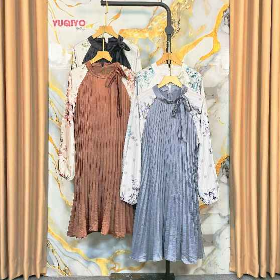 YUQIYO | Tunik Plisket / Tunik Slik Rose Juliet / Tunik Motif Bunga