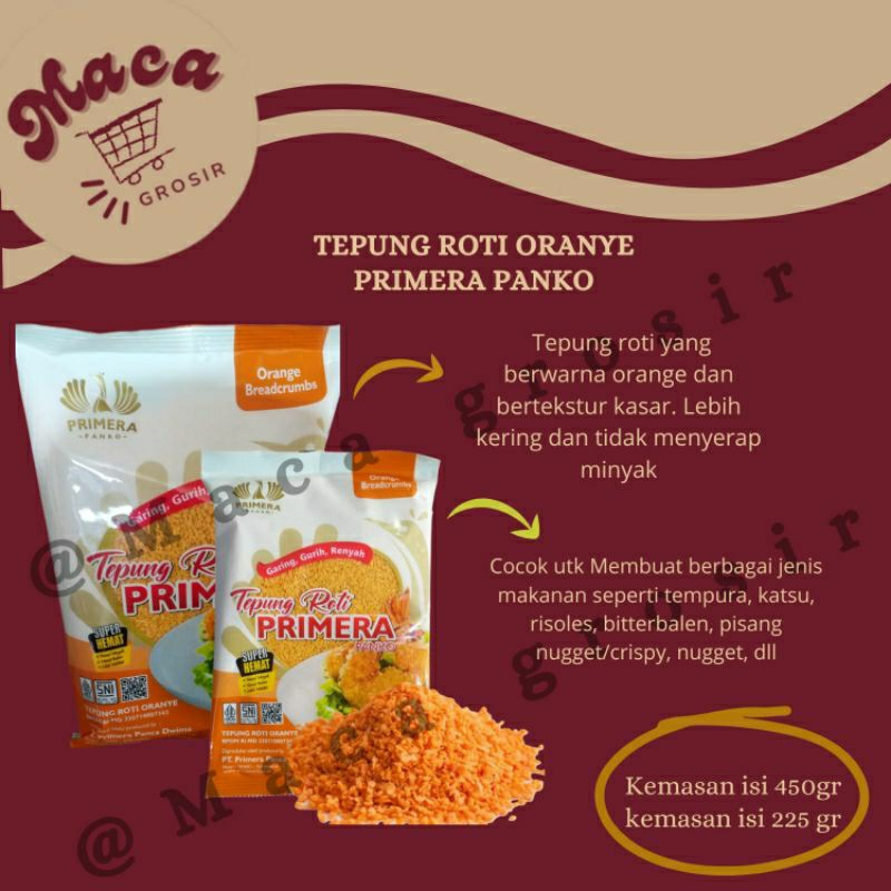Tepung roti orange kemasan primera panko