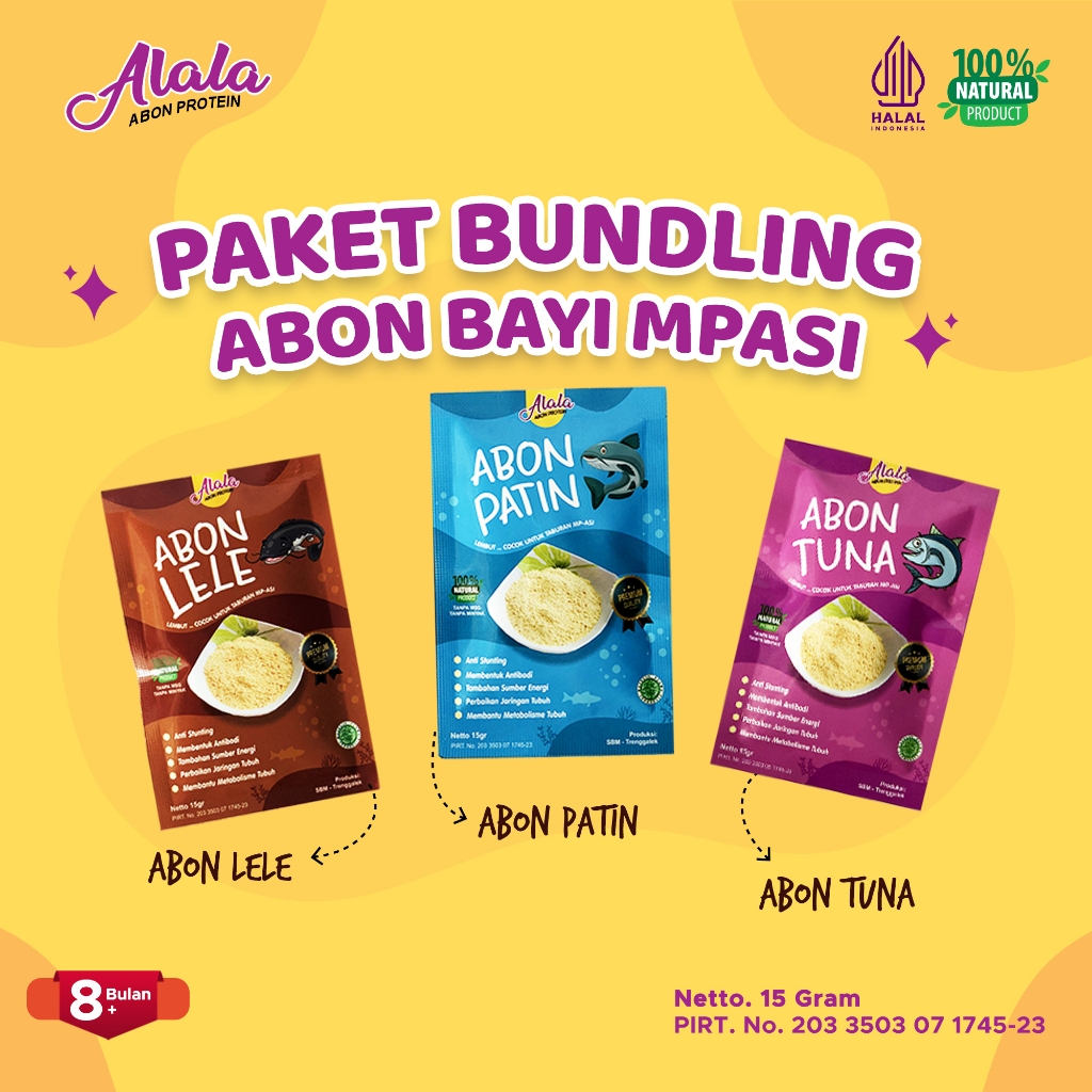 

Alala Abon Mpasi Makanan Bayi 8 Bulan Penambah Nafsu Makan Kemasan 15g - Abon Ikan Tuna Lele Patin