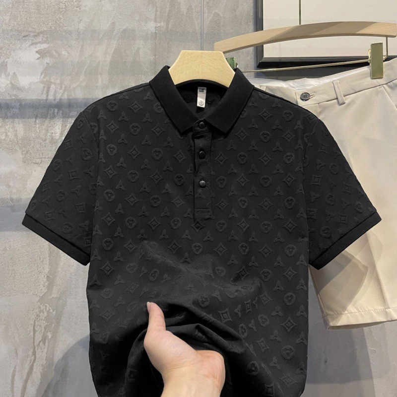 TERBARU Kaos Kerah Pria Polo shirt lengan pendek bermotif polo shirt kaos berkerah pria hitam/putih