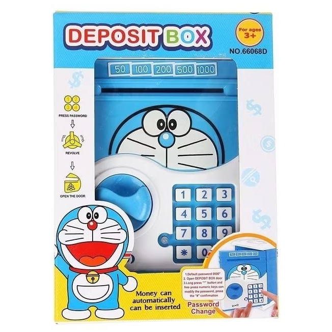 Mainan Anak Deposit Box Brankas ATM Saving Money Celengan hk / Doraemon