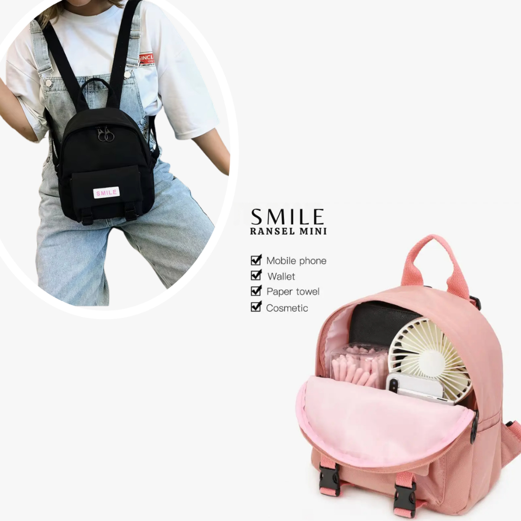 Tas Ransel Mini Wanita Smile - RANSEL MINI WANITA STYLISH SMILE KOREA STYLE DNS BAGSTORE