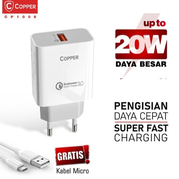 Copper Charger + kabel data micro usb