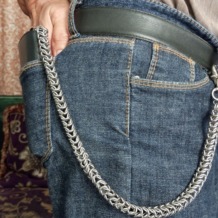 Rantai Celana Pria Pengaman Dompet Pria Keren Baja Stainless Steel Silver Anti Karat Dan Luntur Tali