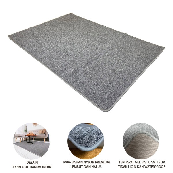 Karpet Polos Anti Slip untuk Ruang Tamu atau Dekorasi Lantai Minimalis Warna Grey Beige Brown