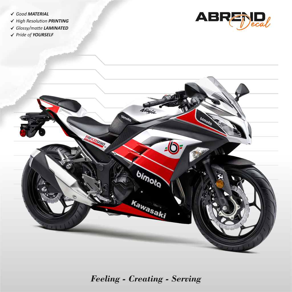 DECAL STRIPING NINJA 250 FI LIVERY BIMOTA BY KAWASAKI / STIKER NINJA FI OLD / STOCK DECAL CUSTOM