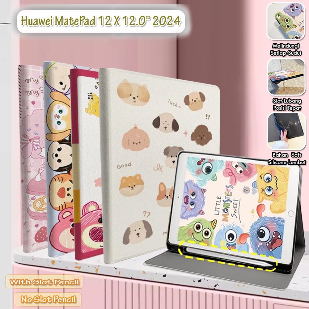 HUAWEI MatePad 12 X 12.0" 2024 Silicone Silikon Flip Leather Case Sarung Casing Book Cover Magnet Ka