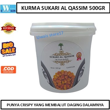 

Kurma Sukari Kemasan Ember 500gr Al-Qassim Lembut Basah Buah Organik - Manis - Legit