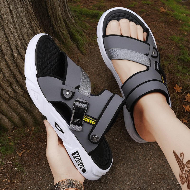 Sandal Pria Original Gunung Keren Terbaru Kekinian Casual Sendal Pria Bahan Kulit Tali Karet Anti Sl