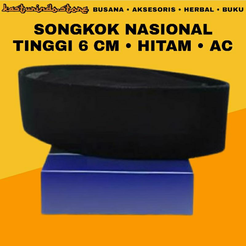 Songkok Nasional tinggi 6 CM Peci Hitam Pendek