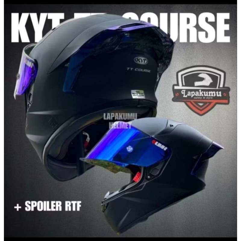 Helm full face Kyt Tt Course Black doff paket ganteng Visor Iridium