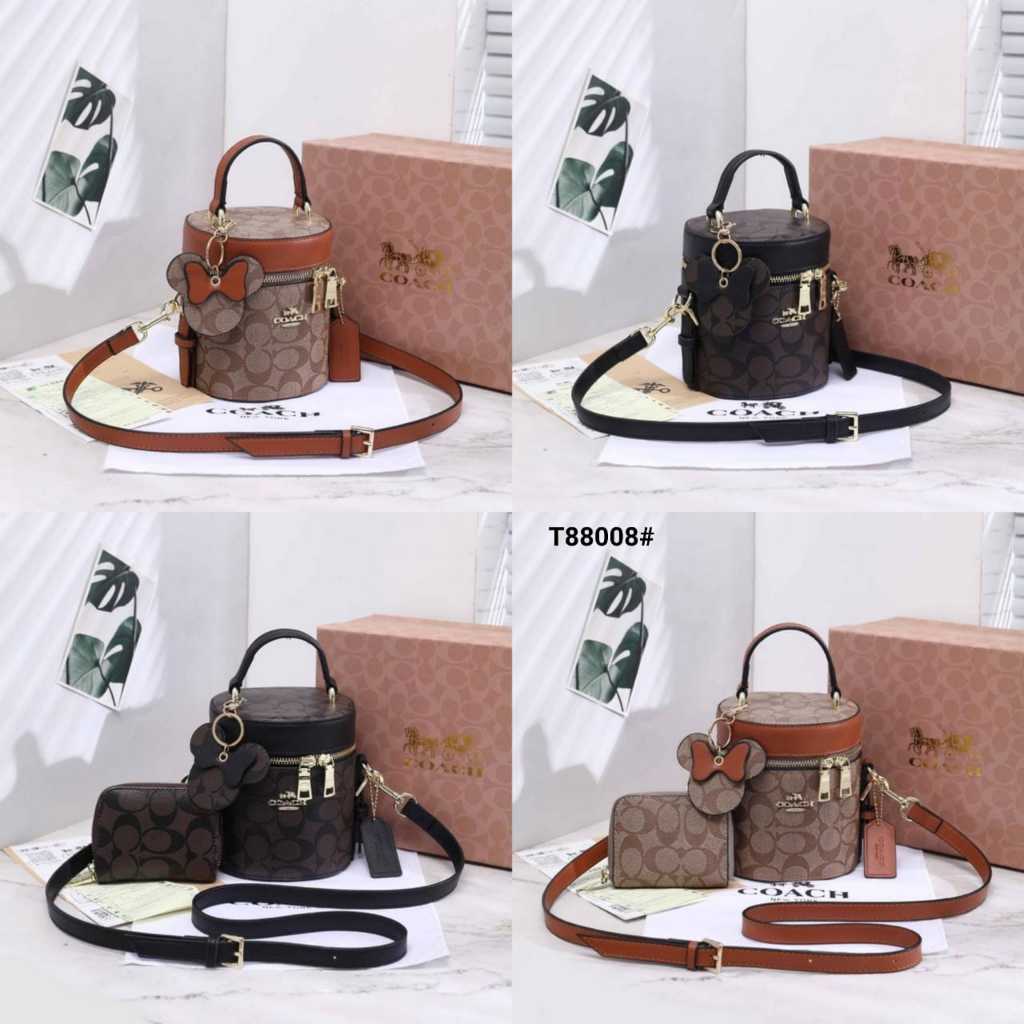 Tas Wanita Slempang Bulat Import Set 2in1 Kualitas Platinum Ada Box  Kode T88008#