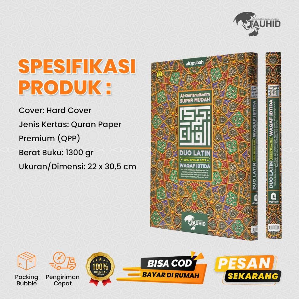H3T AlQuran Duo Latin A4 Tajwid Mudah 4 Kode Al Quran Super Mudah Ukuran Besar 30 Juz