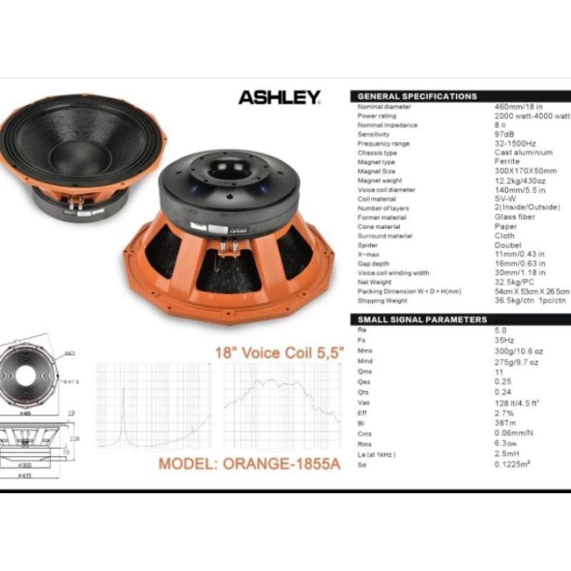 Speaker component  ASHLEY ORANGE 1885A original 18inch