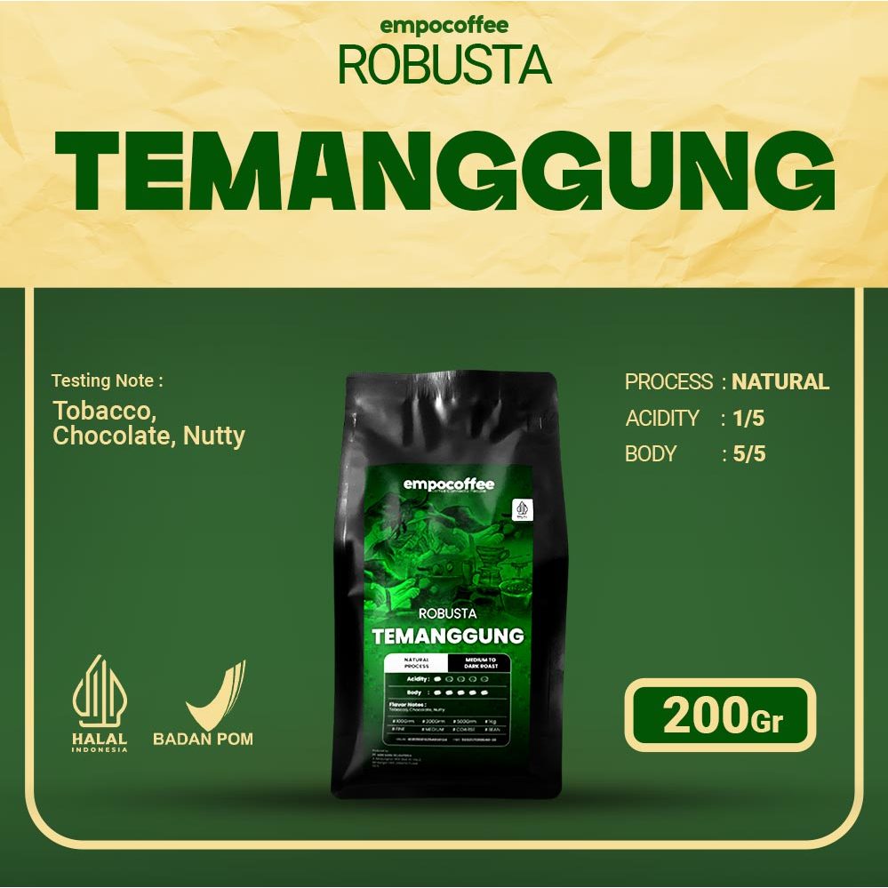 

Empo Coffee Biji Kopi Bubuk Robusta Temanggung Jawa Tengah Java Coffee Bean Roasted Beans Espresso 200 Gram