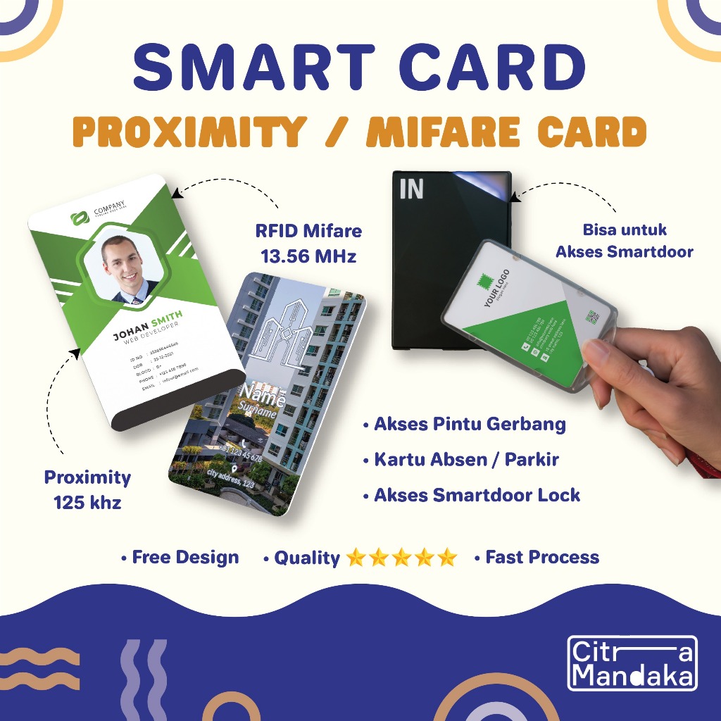 

Cetak Kartu RFID Card 13.56MHz Print Kartu Absen PROXIMITY 125KHZ Kartu Parkir Smart Card Clamshell Card Tag Tebal