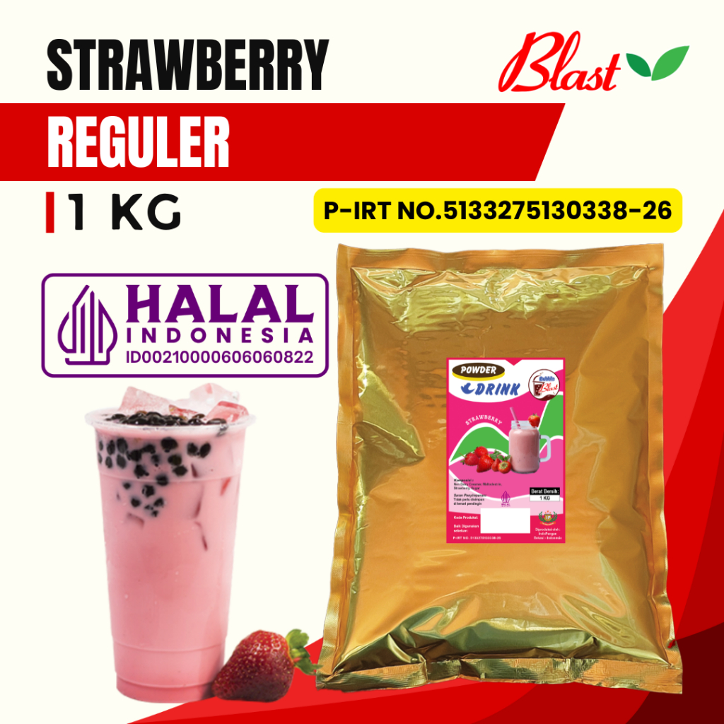 

Bubuk STRAWBERRY 1 KG - Bubuk Minuman Strawberi - Powder Stroberi MIX Creamer + Gula