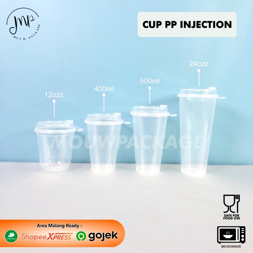 CUP PP INJECTION VICTORY 380ML 12OZ / 400ML 14OZ / 500ML 16OZ / 700ML 24 OZ / GELAS PLASTIK BOBA TEA