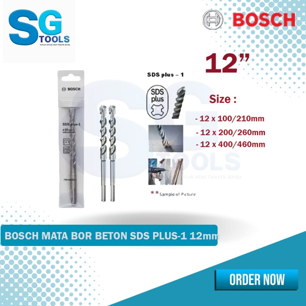 Bosch SDS Plus-1 12mm ORIGINAL Mata Bor Beton Tembok Tajam Awet