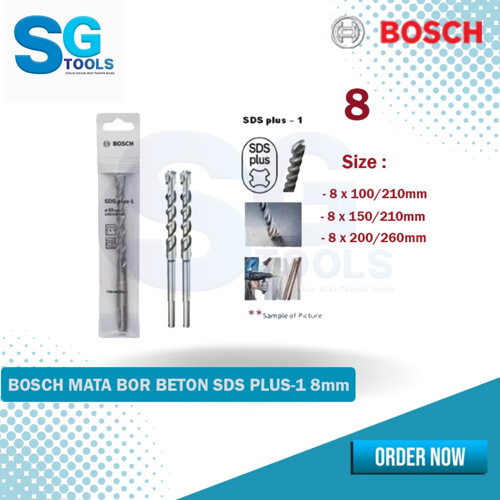 Bosch mata bor beton 8mm  bosch SDS Plus-1 hammer drill bits - Mata Bor Beton SDS Plus-1 Bosch