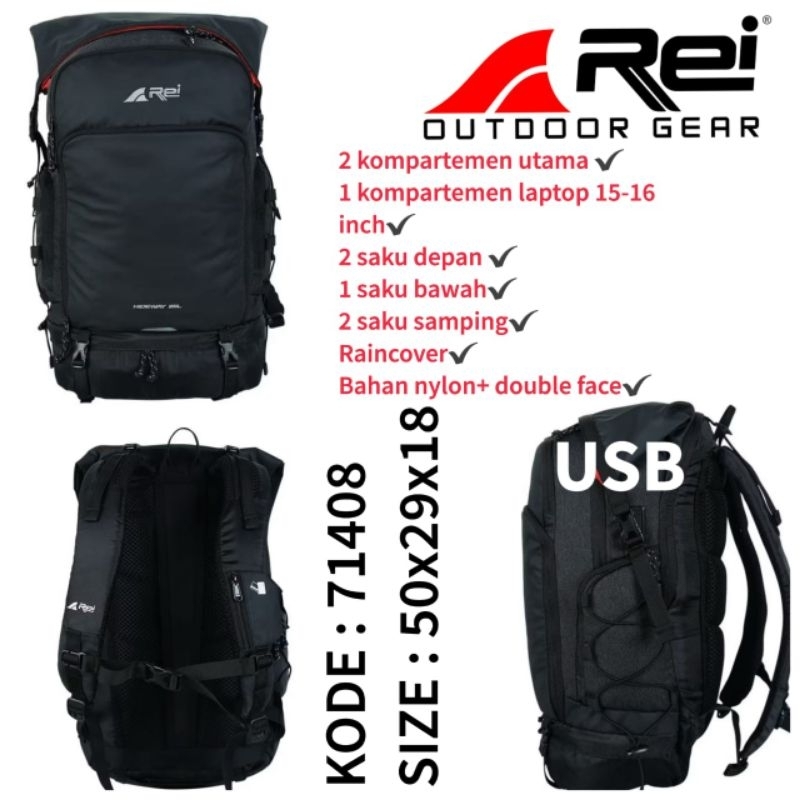 Tas Ransel Sekolah Outdoor Original AREI 71408 Warna Hitam // Tas Punggung Ori Arei Terbaru