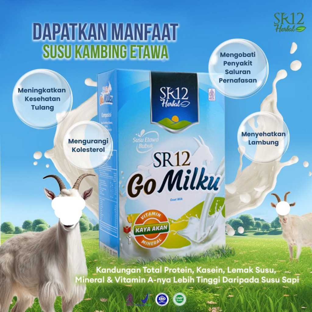 

GoMilku SR12 Susu Kambing Etawa - Penambah Nafsu Makan - Goat Milk - Susu Bubuk - Tanpa Gula