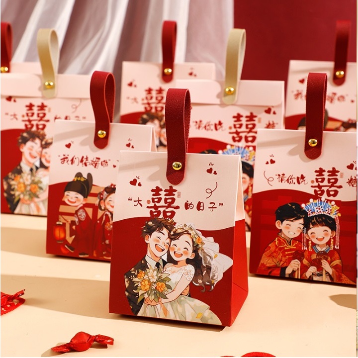 

100an DESAIGN Paperbag Paper Bag Goodie Bag Kotak Box Souvenir Wedding Sangjit Pernikahan Chinese Teapai Permen Handuk Shuang Xi Shuangxi