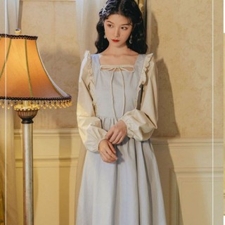 LONG DRESS BIRU MUDA POLOS LENGAN PANJANG PRANCIS RETRO KOREA HIJAB FRIENDLY