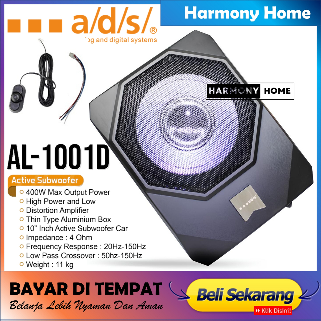 Subwoofer Kolong ADS AL 1001 D Speaker Kolong Slim Underseat Subwoofer 10" Inch 400Watt