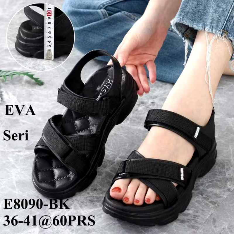 SANDAL GUNUNG WANITA KARET EVA SOL EMPUK ELASTIS SANDAL LED WEDGES JELLY KEKINIAN