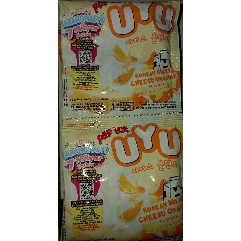 

Pop Ice Uyu Murah Cheese Orange Per Renceng